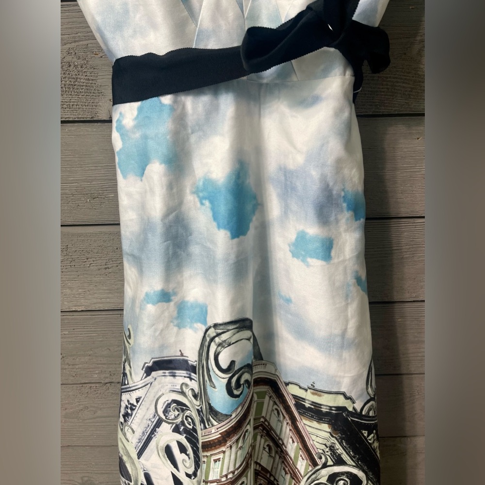 Moulinette Soeurs Anthropologie Skyward Paris City Print Strapless Dress Sz 2 - Picture 6 of 15